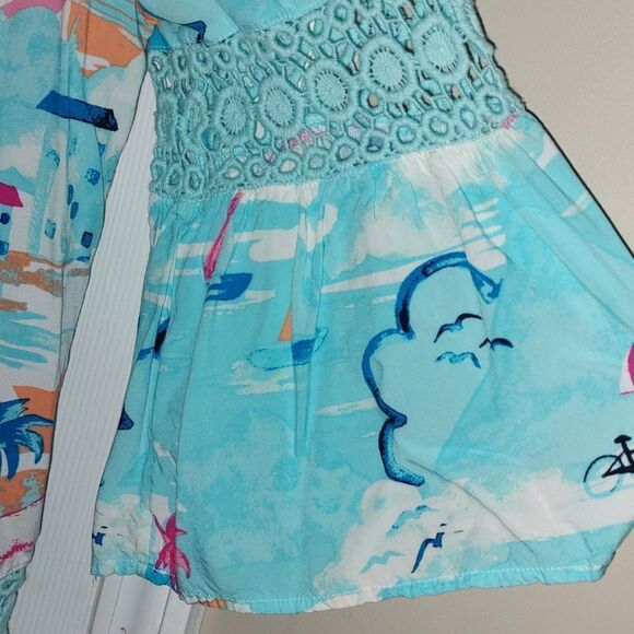 Crown & Ivy ocean beachy 3/4 Sleeve Crochet Peasant Top  Sz 1X - Picture 4 of 6